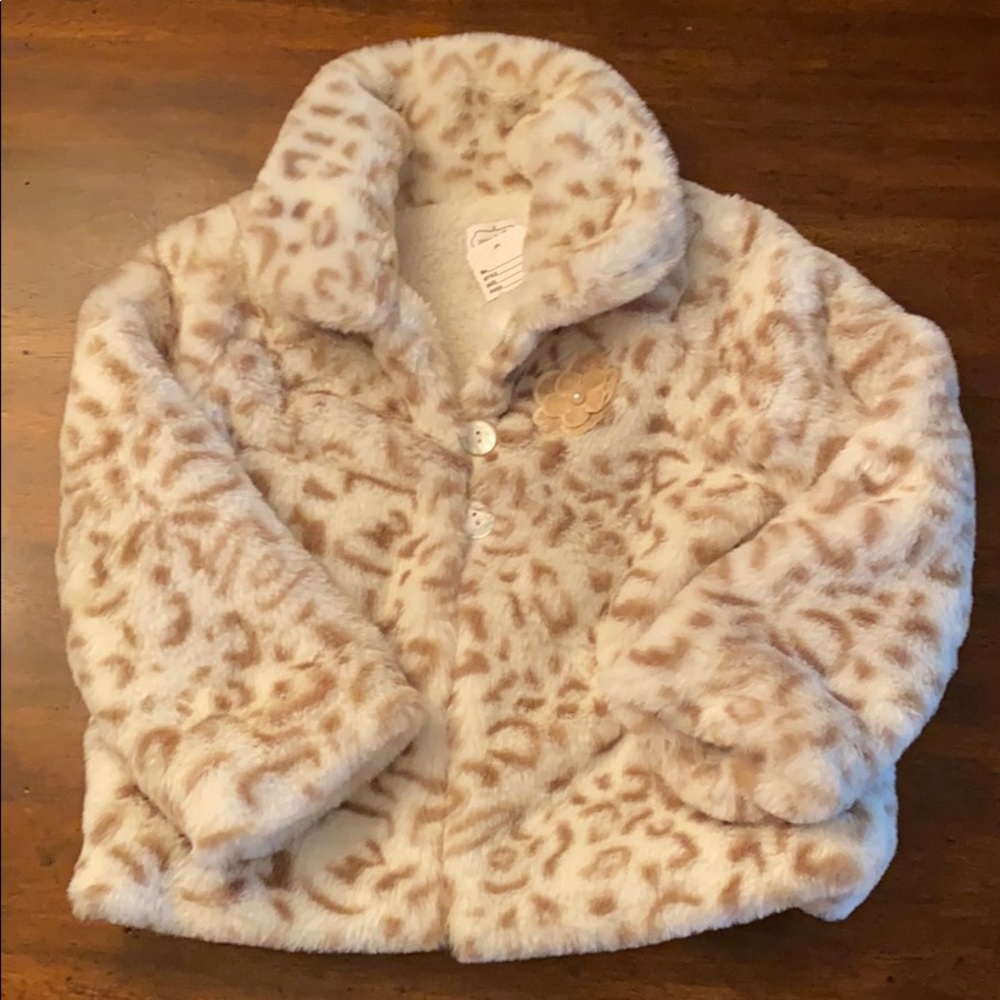 Mud Pie Faux Fur Leopard Coat 2T-3T New